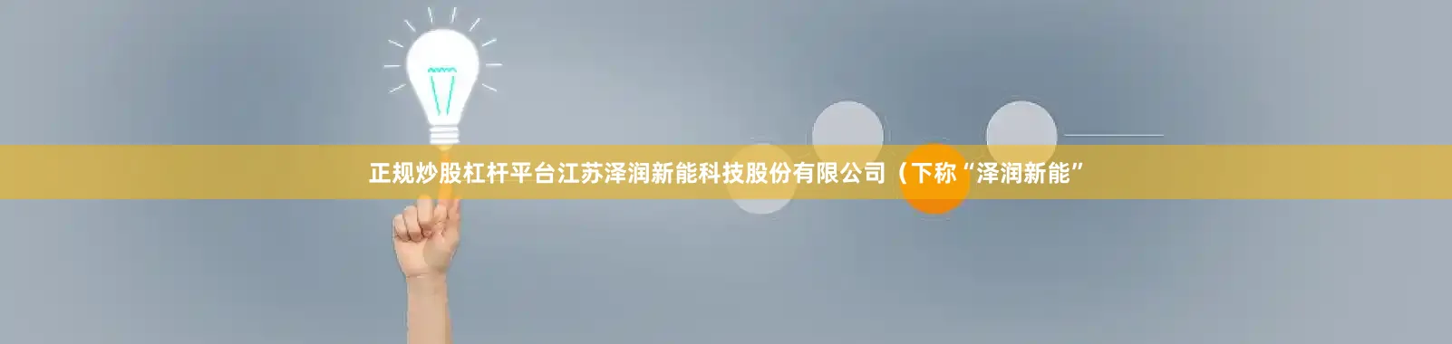 正规炒股杠杆平台江苏泽润新能科技股份有限公司（下称“泽润新能”